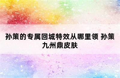 孙策的专属回城特效从哪里领 孙策九州鼎皮肤